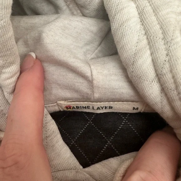 Marine Layer Quilted Gray Hoodie - Picture 2 of 3
